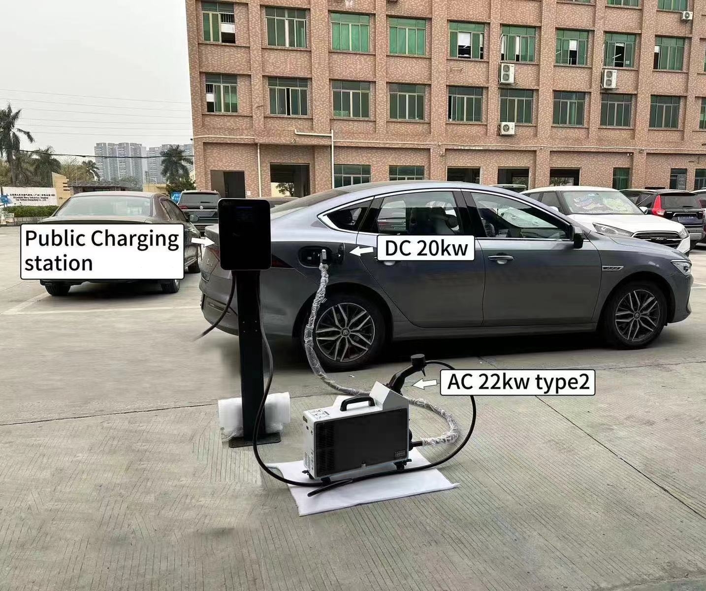 20kw Portable EV charger plugged in type2 AC input