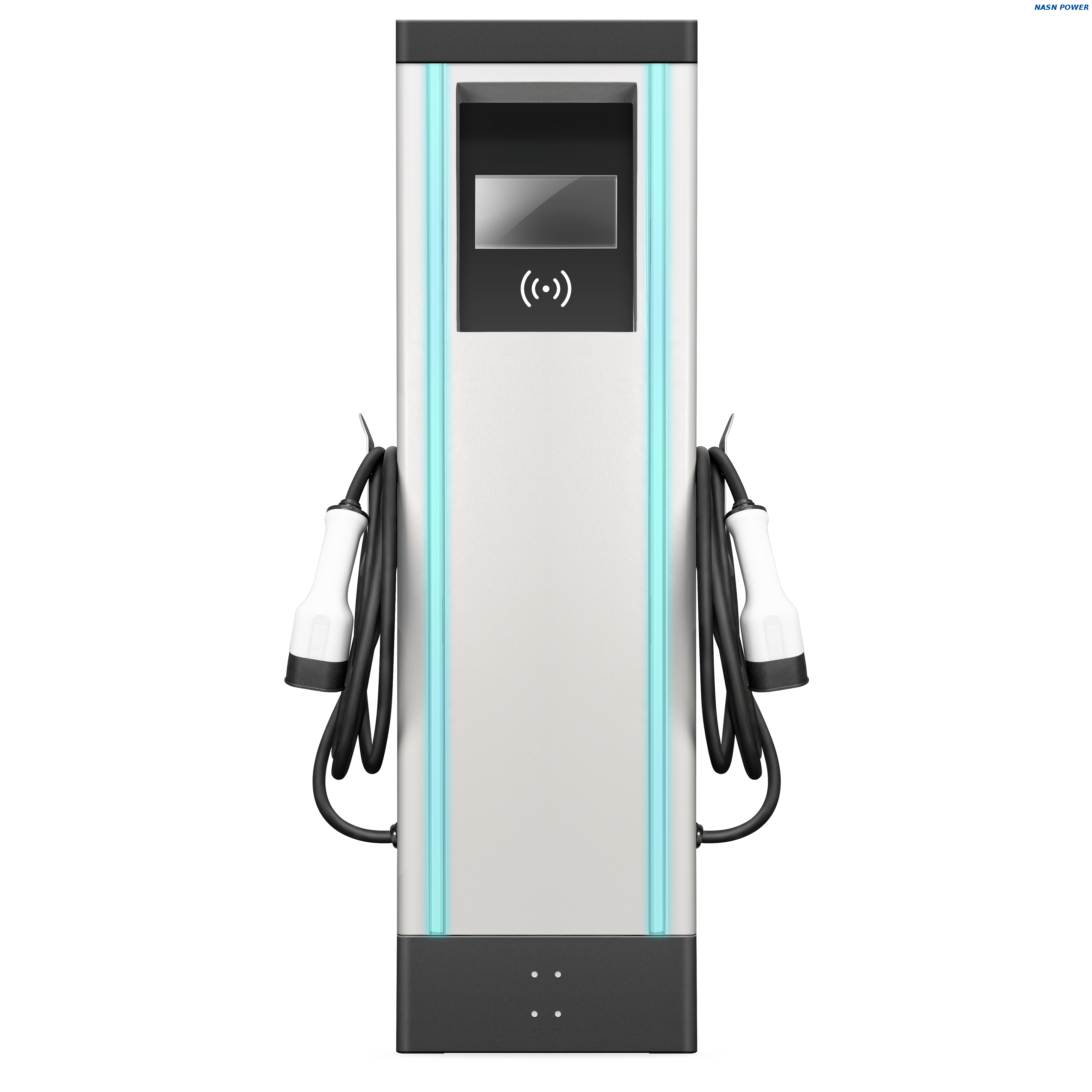 Pedestal AC EV Charger 7KW/11KW/22KW with one GBT plug and one type2 plug