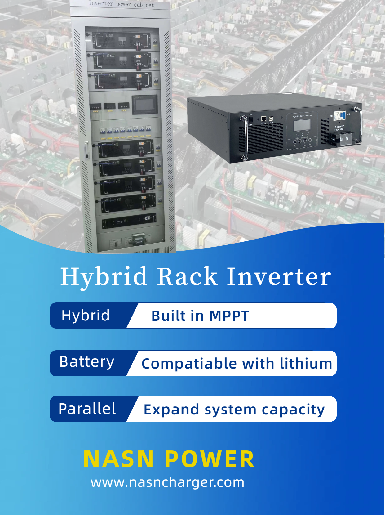 Rack mount parallel high frequency hybrid solar inverter with MPPT.png