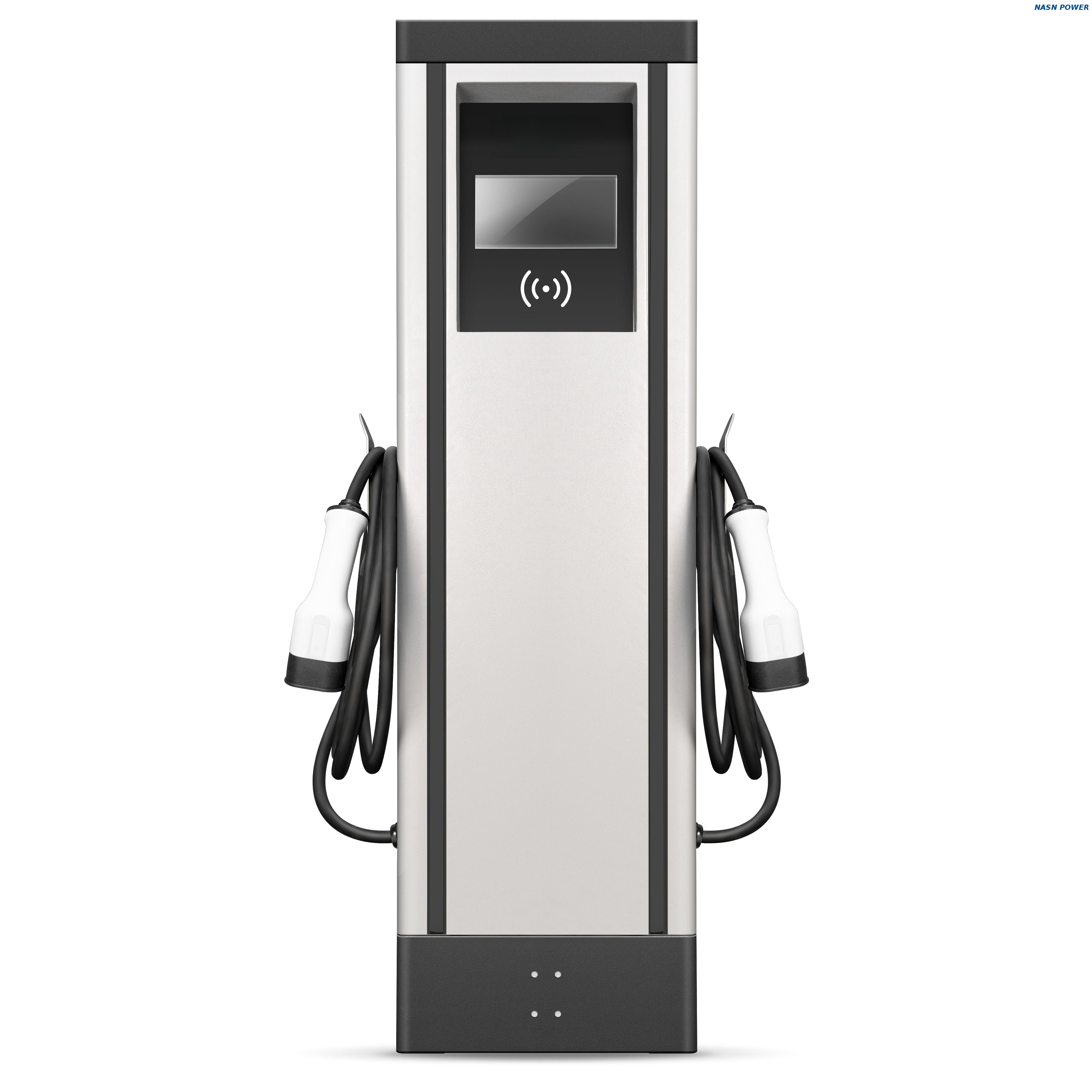 Pedestal AC EV Charger 7KW/11KW/22KW with one GBT plug and one type2 plug