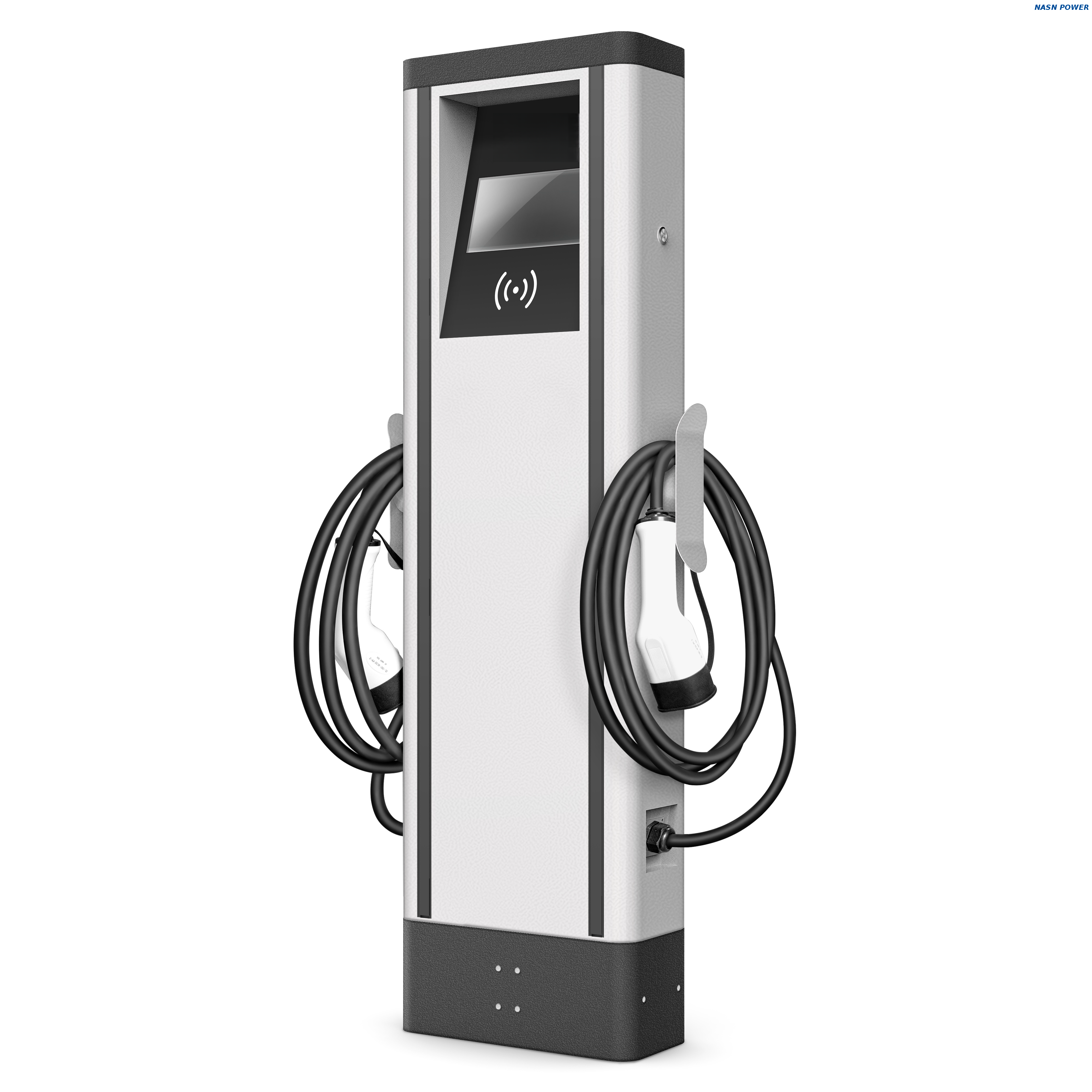 Pedestal AC EV Charger 7KW/11KW/22KW with one GBT plug and one type2 plug