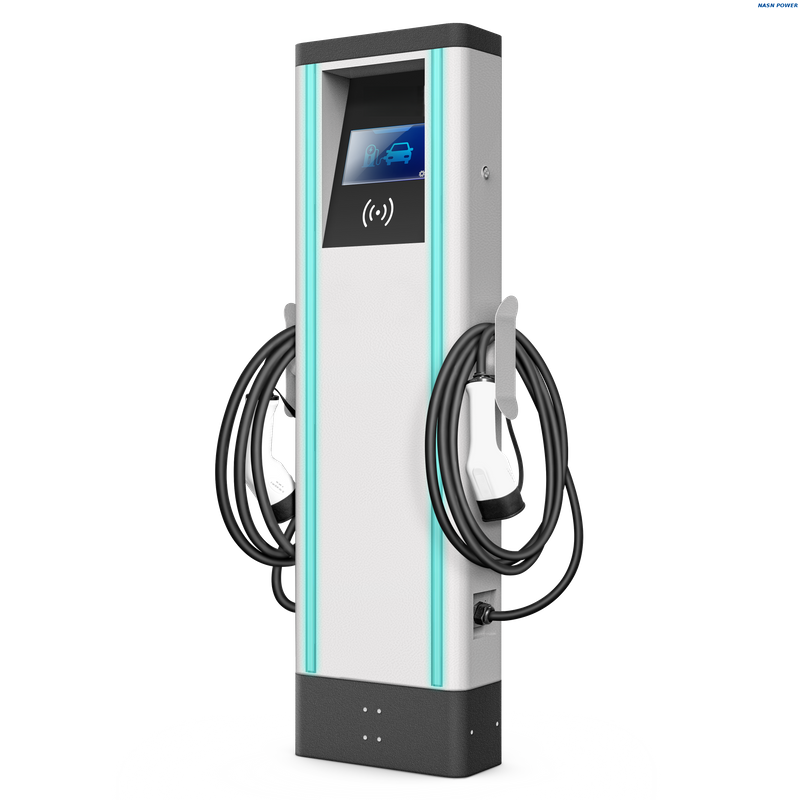 Pedestal AC EV Charger 7KW/11KW/22KW with one GBT plug and one type2 plug