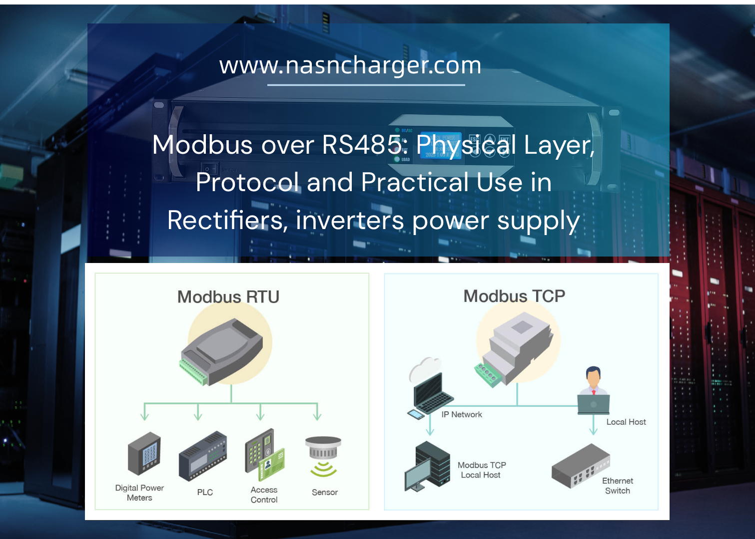Modbus over RS485: Physical Layer, Protocol and Practical Use in Rectifiers, inverters power supply