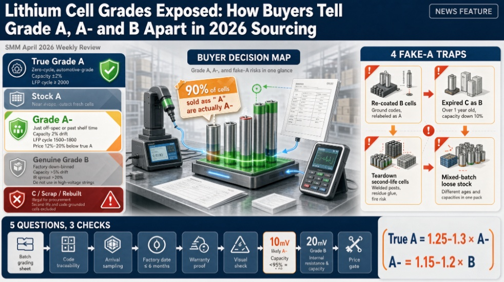 Lithium Cell Grades Exposed: How Buyers Tell Grade A, A- and B Apart in 2026 Sourcing