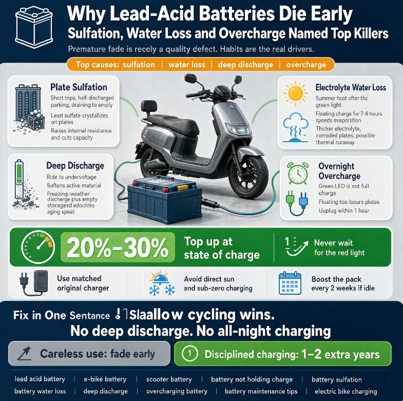 Why Lead-Acid Batteries Die Early: Sulfation, Water Loss And Overcharge Named Top Killers